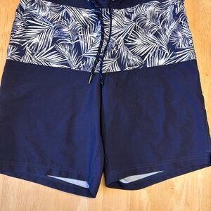 Fair Harbor Navy and White Palm-Print Board Shorts